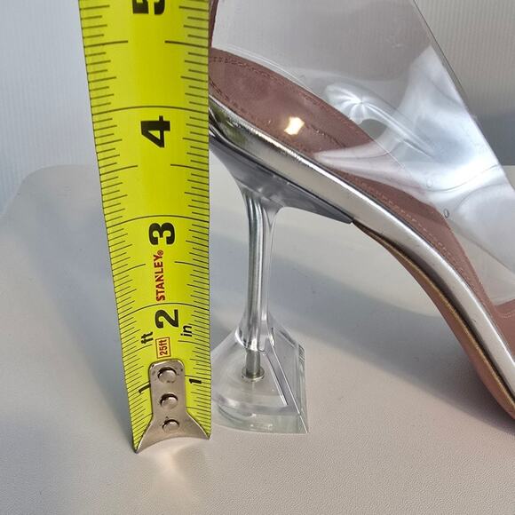 Amina Muaddi Rosie Glass Pump PVC Transparent 95MM Rhinestone Bow 38 SEE - Picture 6 of 16